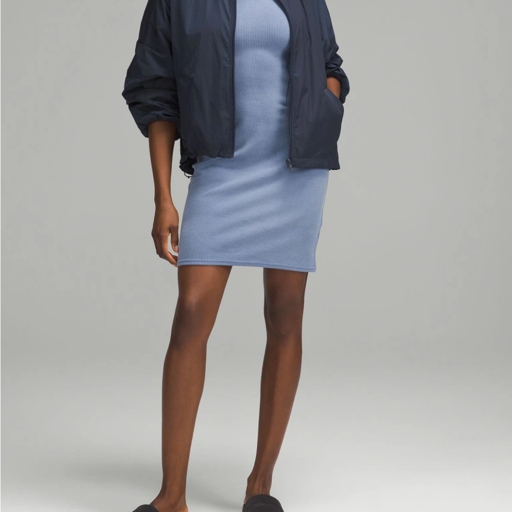 Lululemon Ribbed Softstreme Slim-Fit Tank Dress Size 12, Oasis Blue